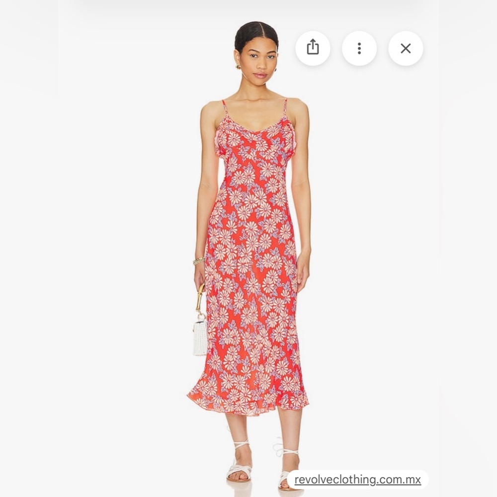 Rolla’s Shelley Midi Dress Coral Red Daisy Floral | Size XS